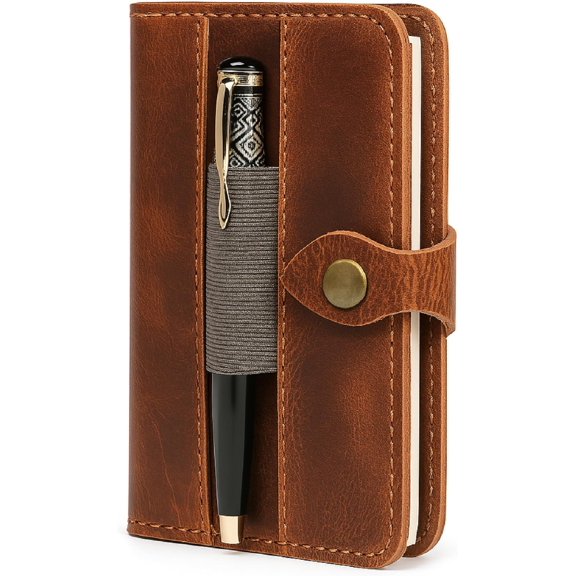Refillable Field Notes Cover 3.5 x 5.5 | Distressed Pocket Journal & Travel Diary Cover with Card Slots, Pen Loop & Passport Pocket Planner Case