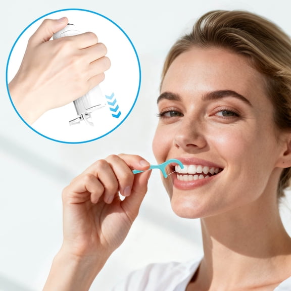 Refillable Floss Pick Dispenser Portable Storage Container Easy-Access Oral Care Organizer For Travel Home Hotels(White-4X1In)