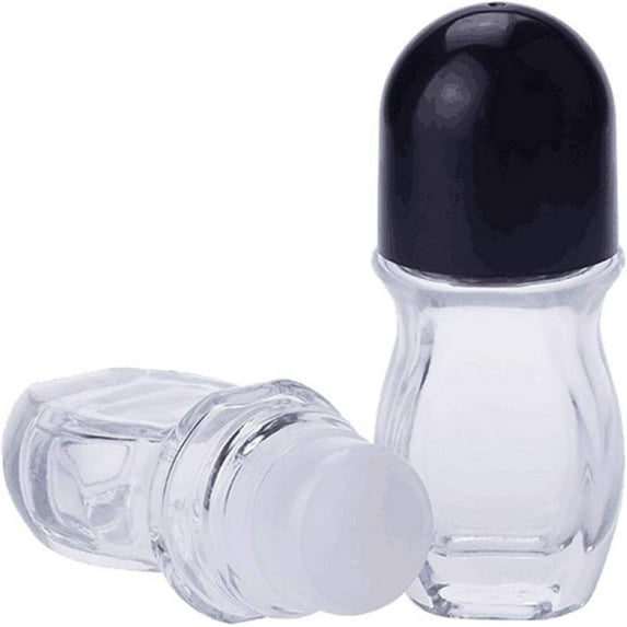 Refillable Glass Empty Roller Ball Bottle Deodorant with Plastic Roller Ball, Roll On Bottles Containers Leak Proof Massage Roller Ball Bottles with Cap For Essential Oils Perfume Cosmetic (5×50ML)