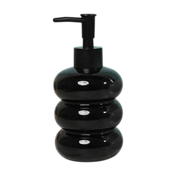 Refillable Glass Hand Soap Dispenser, Premium pump bottle for body lotion shampoo kitchen use, stylish multiuse design for home travel,Black
