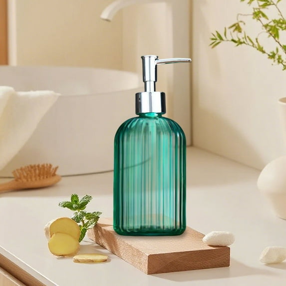 Refillable Glass Soap Dispenser Pump, Leak-Proof Bathroom Hand Soap Dispenser Bottle, Reusable Liquid Container for Shower Gel, Lotion, Shampoo, Kitchen and Sink Counter Organizer