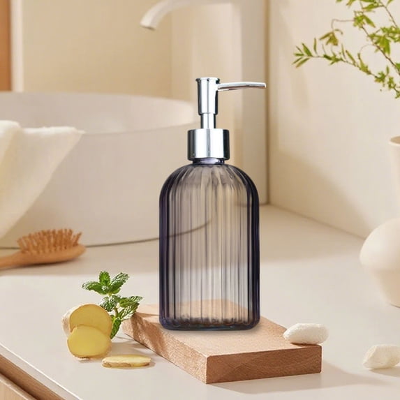 Refillable Glass Soap Dispenser Pump, Leak-Proof Bathroom Hand Soap Dispenser Bottle, Reusable Liquid Container for Shower Gel, Lotion, Shampoo, Kitchen and Sink Counter Organizer