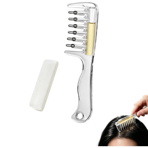 Refillable Hair Oil Applicator Comb – Leak-Proof Scalp Massaging Brush for Men and Women