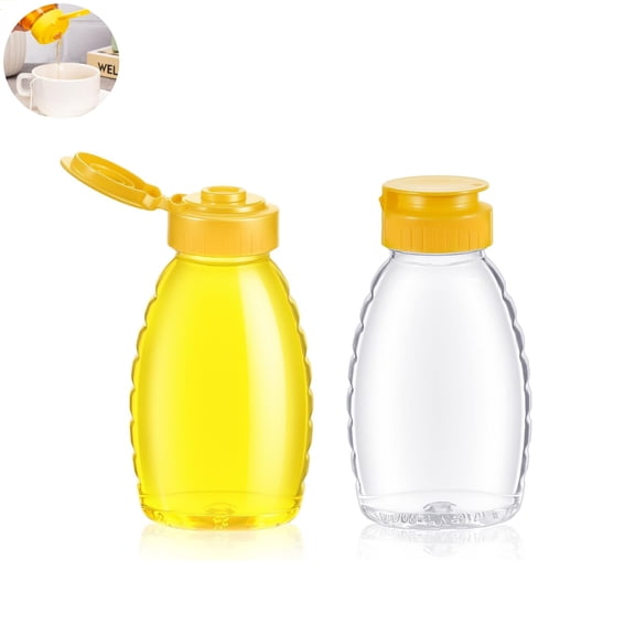 Refillable Leakproof Honeys Dispenser 6oz Empty Honey Bottles 2pcs of Durable Kitchens Mustard Dispenser for Picnics Camping Lunches