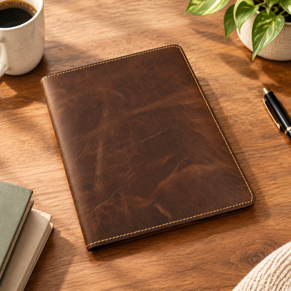 Refillable Leather Composition Notebook Cover, Vintage Brown, Fits Standard XL 9.75 x 7.5 Notebooks