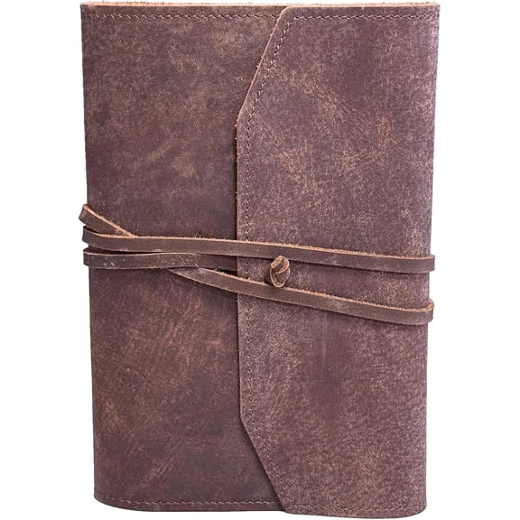 Refillable Leather Journal Writing Notebook - Handmade Leather Journal for Men, A5 Diary Cover Refillable Sketchbook to Drawing, Large 6"x8", Dark Brown$$