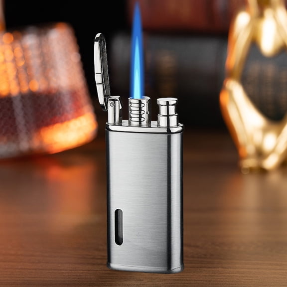 Refillable Metal Butane Cigarette Lighter Windproof Wheel Design for Men and Gifts