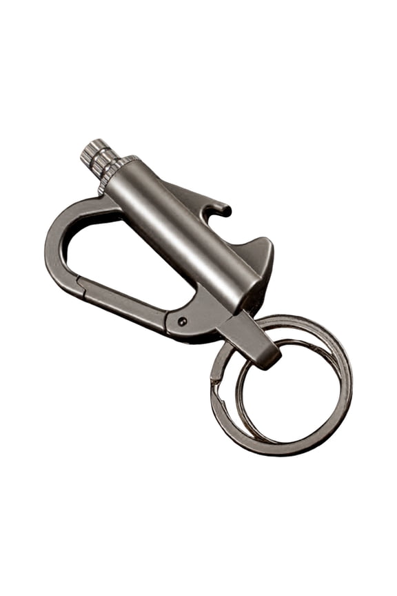 Refillable Metal Permanent Match Keychain Alloy Carabiner Emergency Fire Starter Lighter For Camping Hiking Outdoor Survival Gear(Grey)
