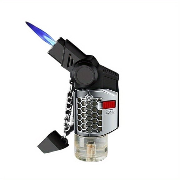 Refillable Mini Torch Lighter, 15°/45° Rotatable Flame, Windproof, Foldable Butane Torch for BBQ, Cooking, Camping, Candles, Butane Not Included