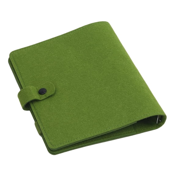 Refillable Notebook Cover with Card Pocket and Elastic Pen Slot Felted Cloth 6 Rings Binder Cover for Refillable Journal