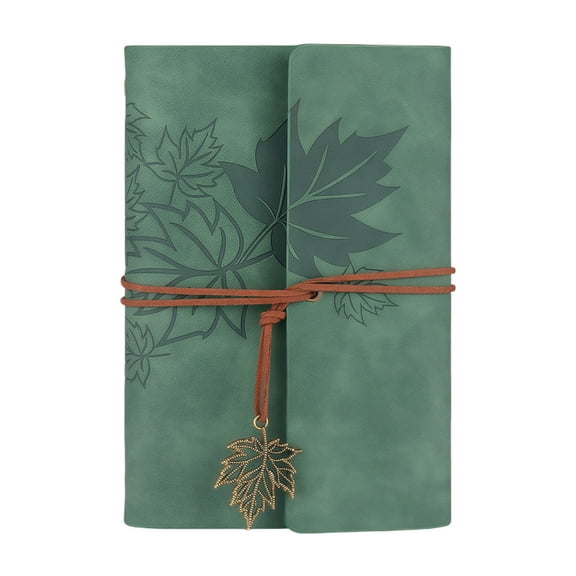Refillable Notebook With 6 Rings Leather Binder Covers Pendant 75 Sheets Lined/Unruled Portable Planner Notebook