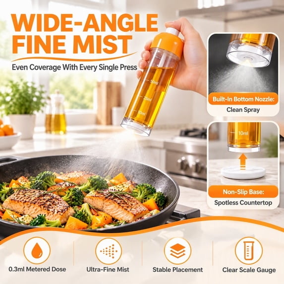 Refillable Olive Oil Spray Bottle With Measurement Markings, Wide Mouth ...