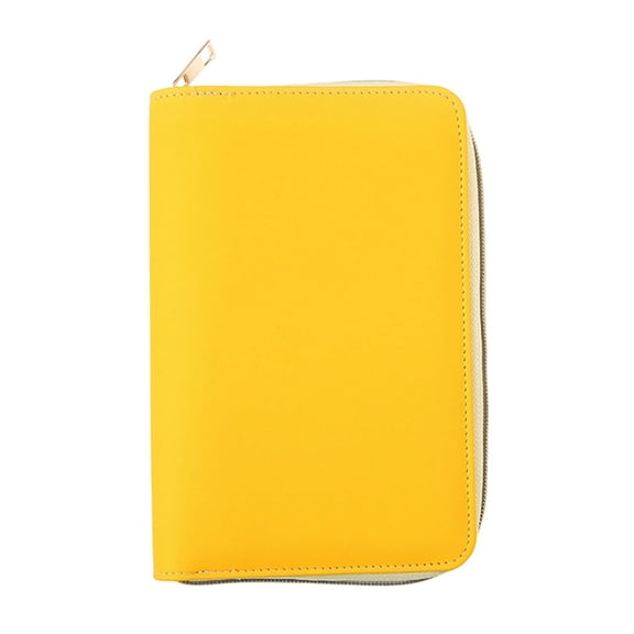 Refillable PU Leather 6-Ring Binder Cover with Zippered Closure, Card Pocket & Elastic Pen Slot