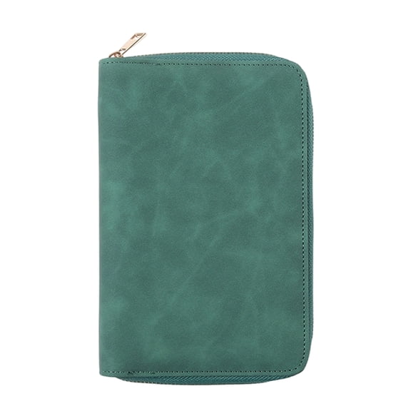 Refillable PU Leather 6-Ring Binder Cover with Zippered Closure, Card Pocket & Elastic Pen Slot