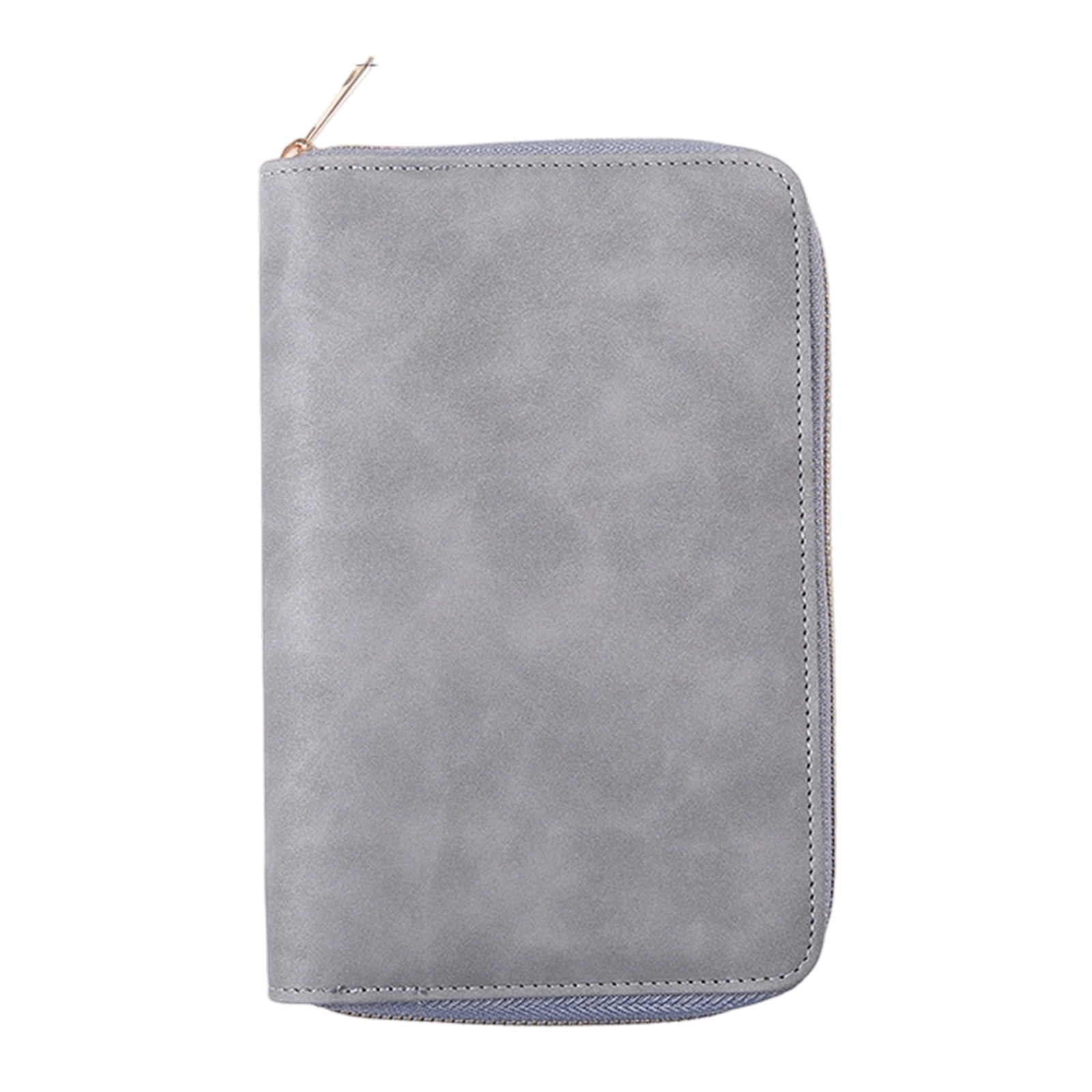 Refillable PU Leather 6-Ring Binder Cover with Zippered Closure, Card Pocket & Elastic Pen Slot