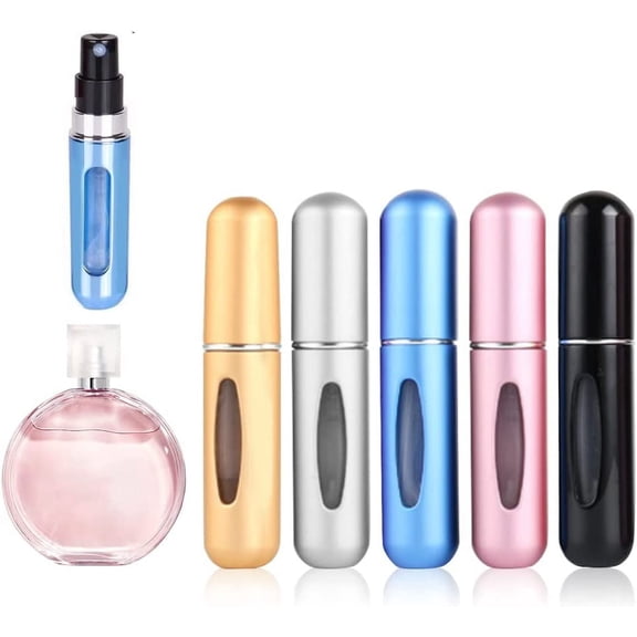 Refillable Perfume Atomizer Bottle, 5Pcs Portable 5ml Mini Refillable Perfume Spray Scent Pump Case Perfume Dispenser Pump Transfer Tool for Travel