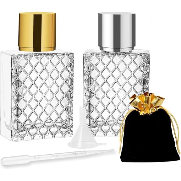Refillable Perfume Bottle 50ml/1.69oz Glass Bottles, Empty Fine Mist Atomizer Clear Glass Essential Oil Container for Travel , -Cut Design Sprayer for Cologne