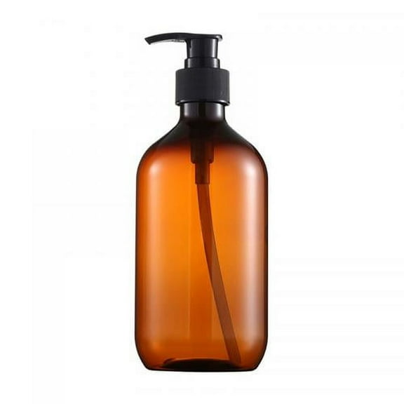 Refillable Pump Bottles for Shower, 300ml Dispenser Bottles for Liquid Body Soap Shampoo Conditioner Shower Gel Hotel Plastic Press Lotion Dispenser for Bathroom - Brown