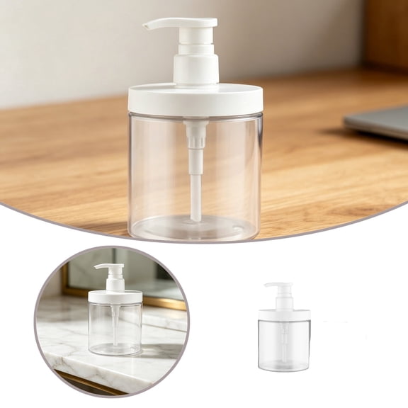 Refillable Pump Dispenser Bottle, Transparent Empty Soap Container, Leak-Proof Press-Type Storage Jar for Lotion, Shampoo, Hand Soap, Bathroom Organization, 1 Pack