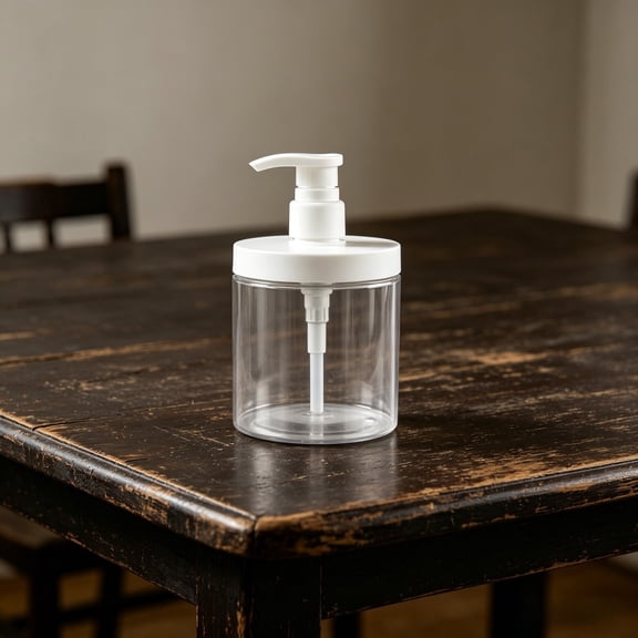 Refillable Pump Dispenser Bottle, Transparent Empty Soap Container with Press Pump, Leak Proof Storage Jar for Lotion Shampoo Hand Soap Bathroom Organization 1 Pack