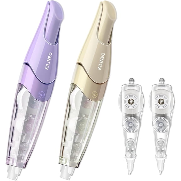 Refillable Retractable White Correction Tape, Pen Shaped Smooth Pull Out Japanese Aesthetic Cute Tape for Office Supplies, 4 PCS (ZH-87)