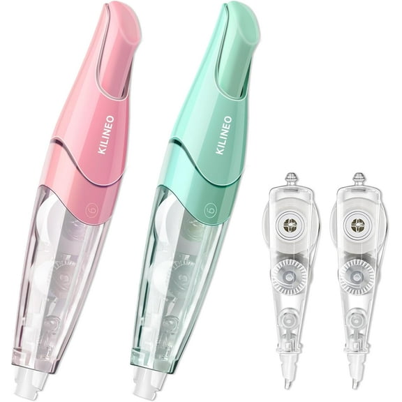 Refillable Retractable White Correction Tape, Pen Shaped Smooth Pull Out Japanese Aesthetic Cute Tape for Office Supplies, 4 PCS (ZH-67)