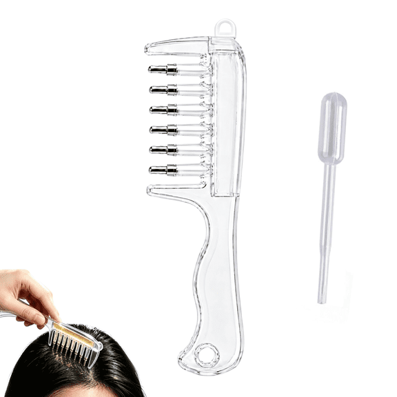 Refillable Scalp Essential Oil Applicator, Liquid-Guiding Comb with 6 Roller Ball Tips for Hair Follicle Care, Hair Oil Applicator