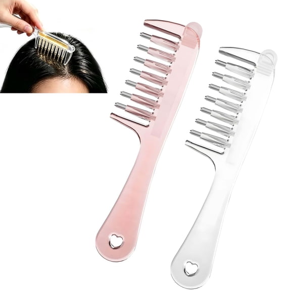 Refillable Scalp Oil Applicator Comb with 7 Metal Massage Tips, Hair Root Serum Dispenser, Scalp Massage Hair Care Tool for Home Salon