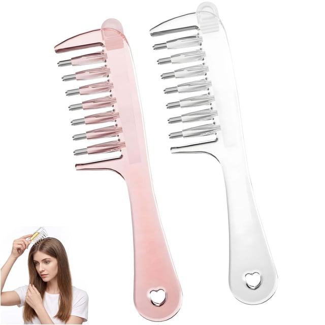 Refillable Scalp Oil Applicator Comb with 7 Metal Massage Tips ...