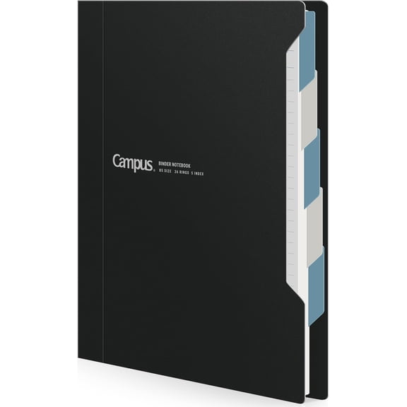 Refillable Spiral Notebook with Dividers & Tabs, B5 Hardcover 5 Subject Notebook Binder for Work, 100 Sheets, 5mm Ruled, Campus Refillable Business Binder for Study & Office Note Taking, Black
