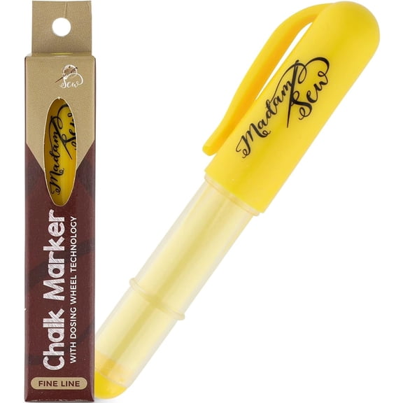 Refillable Tailors Chalk for Fabric - Washable Fabric Markers for ing and Quilting with Dosing Wheel, Tailor Chalk Pen for  Marking  , Knit, Suede (Yellow)