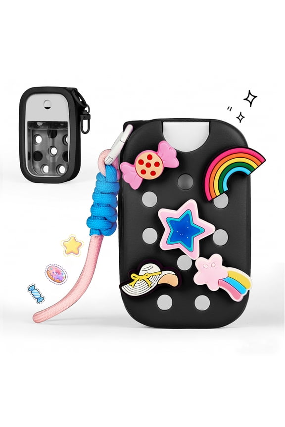 Case Compatible with Touchland Hand Sanitizer Spray 1 fl oz Protective and Stylish Hand Sanitizer Spray Accessory with Keyring& Wrist Strap, Black