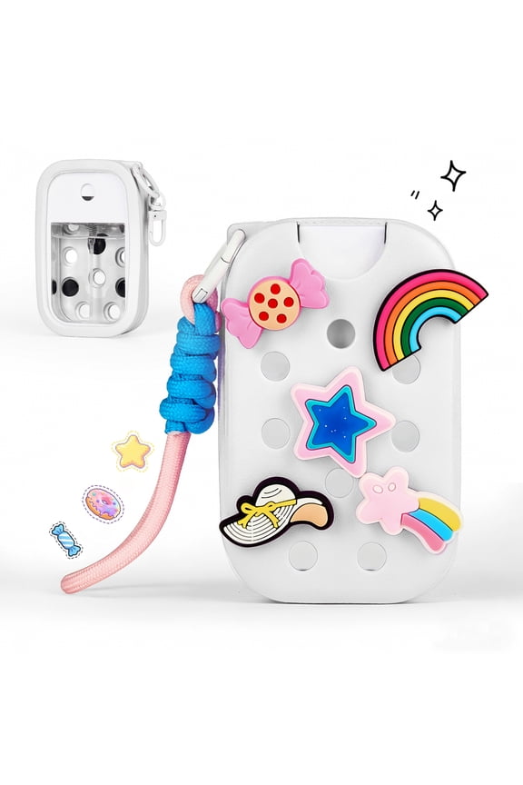 Case Compatible with Touchland Hand Sanitizer Spray 1 fl oz Protective and Stylish Hand Sanitizer Spray Accessory with Keyring& Wrist Strap, White