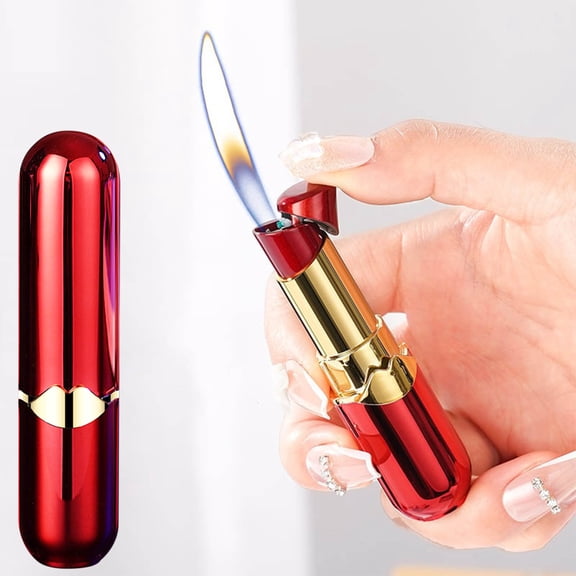 Refillable Windproof Butane Lipstick Lighter Gradient Alloy Metal Camping BBQ Pocket Candle Lighting Tool Gift for Birthday Christmas Occasion Trip(B)
