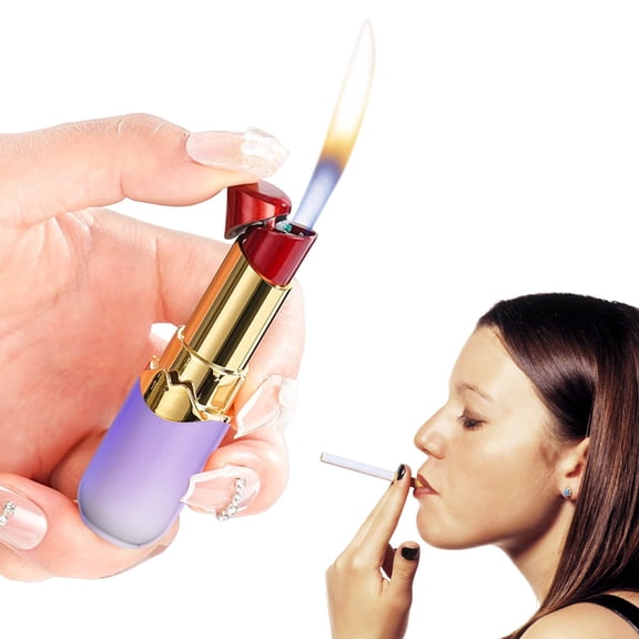 Refillable Windproof Lipstick Lighter, Usupdd Gradient Color Lipstick Lighter Unique Birthday Gift, Butane Flame Lighter for Camping Barbecue Hiking Outdoor with Refillable Design