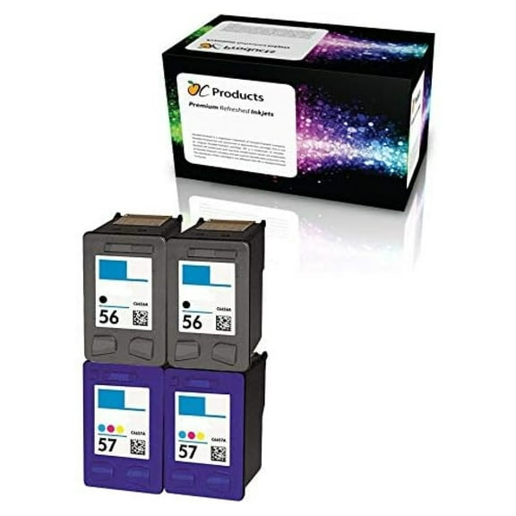 Refilled Cartridge Replacement for 56 and 57 for PSC 1315 PSC 2410 PSC 1110 PSC 2175 Officejet 6110 Deskjet 450 PhotoSmart 7150 7260 Printers (2 Black 2 Color)