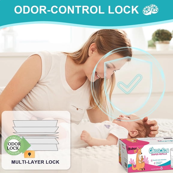 Refills Compatible with DEKOR Classic Diaper Pail Refill Bags| 4 Pack| Super Powerful Odor Eliminator Extra Thick Diaper Pail Bags| Each Holds up to 2772 Diapers| Fresh Lemon Scent| Easy to Replace