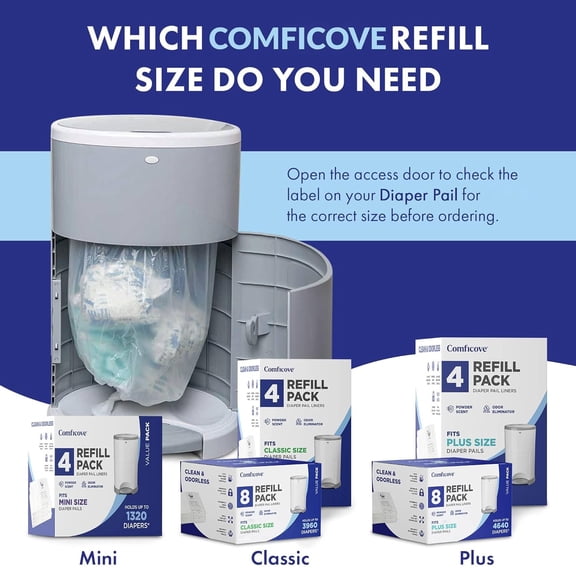 Refills Compatible with DEKOR PLUS Diaper Pails | 8 Pack | Extra Thick Diaper Pail Refill Liners | Fresh Scent | Easy to Replace and Dispose of Diaper Bag | Odorless Baby Diapers Disposal