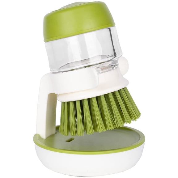 Refills Soap Dispensing Dish Brush with Holder,Scrub Brush Dishes Kitchen Brush Scrubber Storage Set for Dish Pot Pans Sink Cleaning