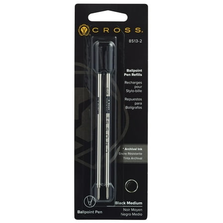 Cross Ballpoint Refill, Medium Black, 2 per card, (8513-2)