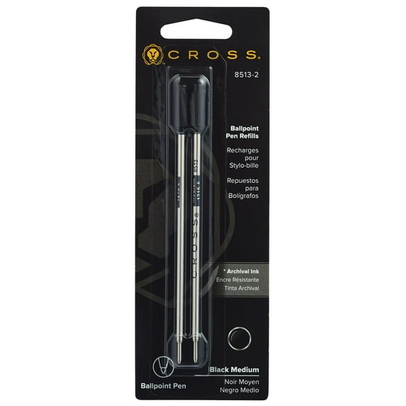 Cross Ballpoint Refill, Medium Black, 2 per card, (8513-2)