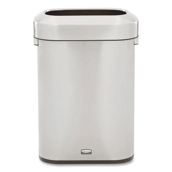 Refine Series Office Garbage can and Wastebasket, Rectangular Slim, 15 gal, Stainless Steel | Bundle of 2 Each
