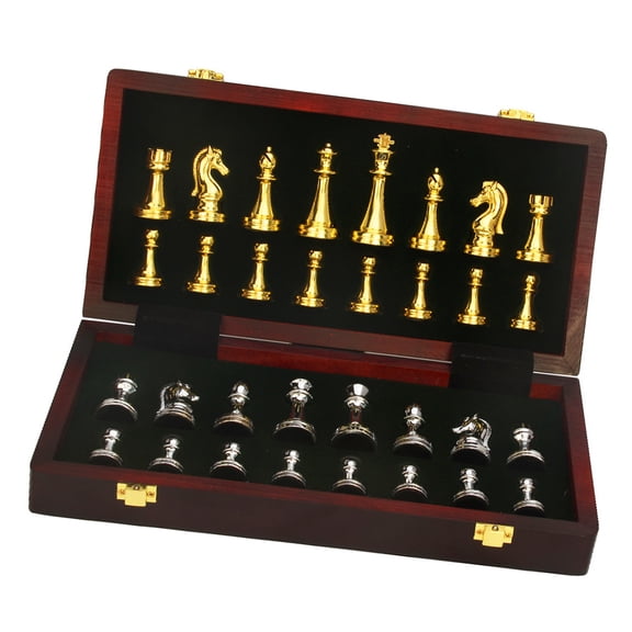Refined 11 Inch Chess Collection With Strong Metal Pieces And Wooden Storage Box