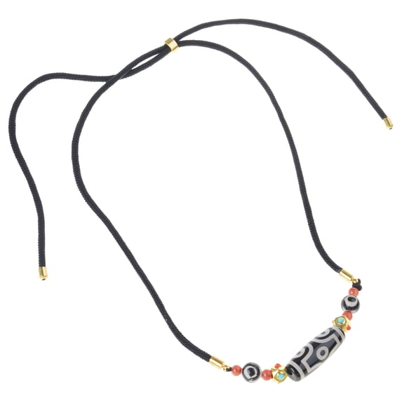 Refined Agate Nine Eye Dzi Necklace Cultural Artifact Spiritual Energy Accessory