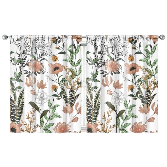 Refined Botanical Blackout Curtains 2 Panels 42x54 Inch, Rod Pocket Drapes for Bedroom and Neutral Interiors