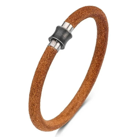 Minimalist Leather Bracelet Handcrafted Cowhide - Magnetic Clasp Unisex
