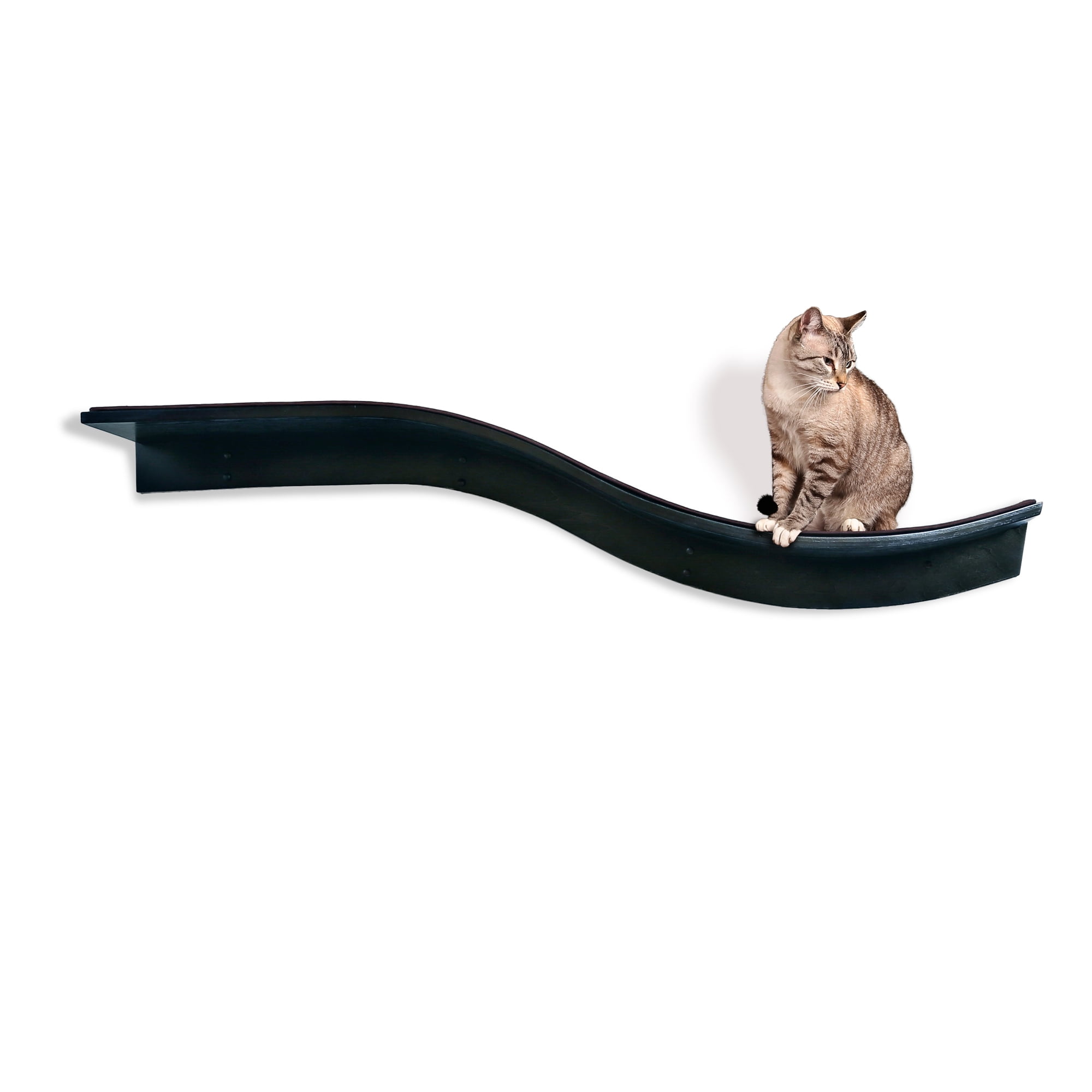 Espresso Solid Wood Wall Mount Cat Perch Shelf