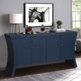 thumbnail image 1 of Refined Industrial 4-Door Credenza with Wooden Arc Legs & Bronze Clasps, Advanced Storage Design, Solid Craftsmanship (Blue), 1 of 5