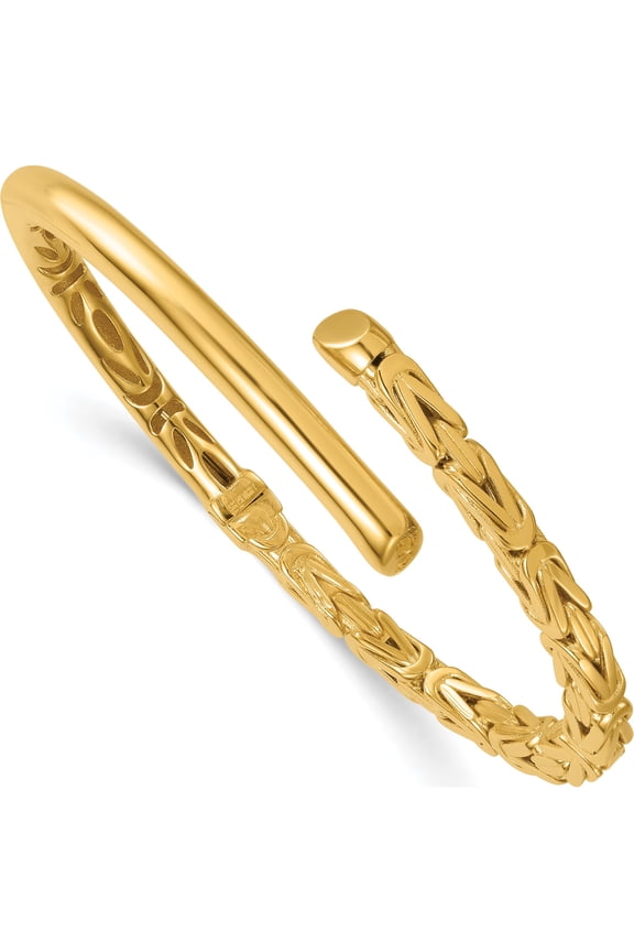 Refined Lustrous Elegant 14k Polished Fancy Byzantine Hinged Cuff Bangle Bracelet Alluring Stylish Polished