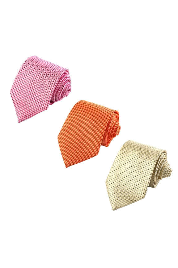 Professional Look Men's Classic Tie Set - 3 Pack Featuring Classic Woven Jacquard Stripe Design on High-Quality Silk Polyester